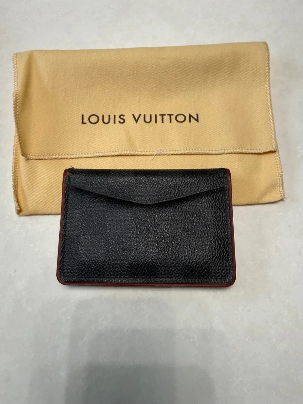 Louis Vuitton Black and Burgundy Bi-Fold Card Wallet